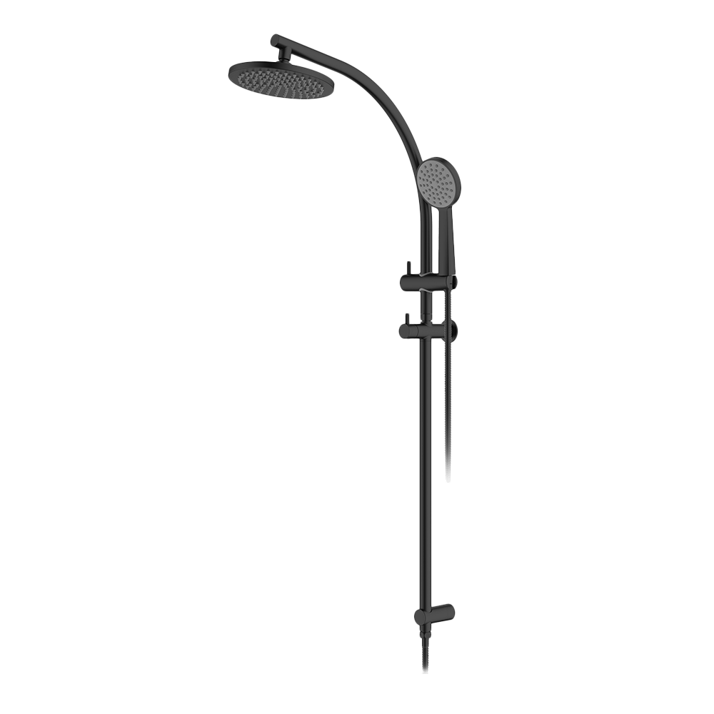 Twin Curve Rail and Hand Shower Ensemble in Black