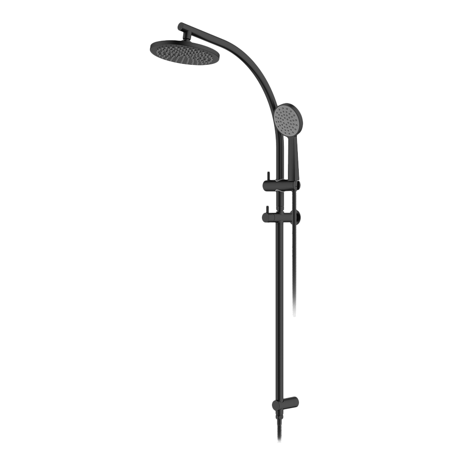 Twin Curve Rail and Hand Shower Ensemble in Black