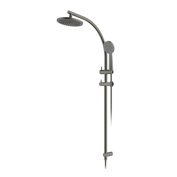 Twin Curve Rail and Hand Shower Ensemble in Gun Metal