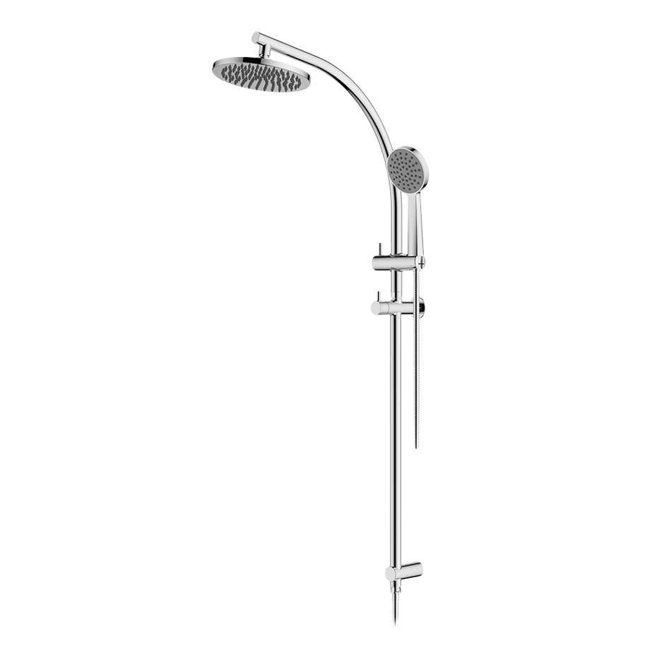 Twin Curve Rail and Hand Shower Ensemble in Chrome