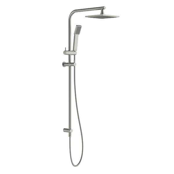 Twin Arch Rain and Hand Shower Ensemble in Brushed Nickel