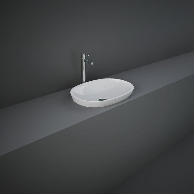 Fienza RAK Variant Round Small Oval Semi-Inset Basin, Alpine Gloss White