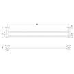 Radii Double Towel Rail 800mm Square Plate