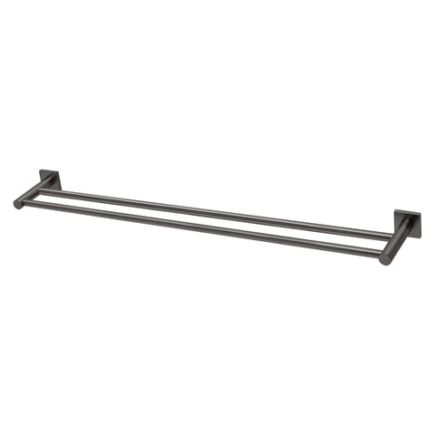Phoenix Radii Double Towel Rail 800mm Square Plate, Brushed Carbon