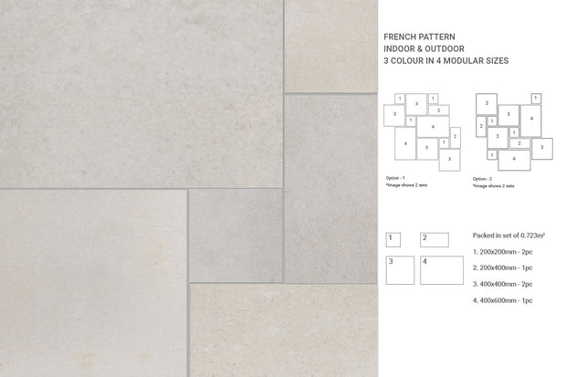 Terra French Pattern Salina Patterned Porcelain Tiles in a room setting