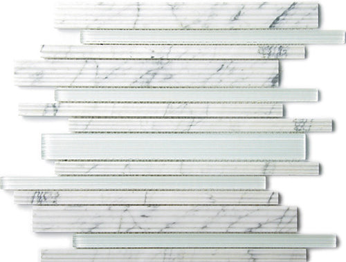 Stream Link Carrara Stone and Glass Mosaic tile