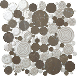 iSpring Vinalisa Brown + em109 Glass and Stone Mosaic 300x300mm tile