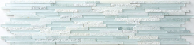 Cliff Green Opal(h + p + split) + ES31White Stone and Glass Mosaic tile