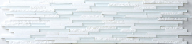 Cliff Thassos(h + p + split) + ES58 Super Stone and Glass Mosaic tile