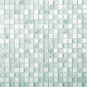 Glasstone SES03 Green Opal Blend Glass and Stone Mosaic 15x15mm tile