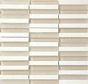 Glasstone SES05 Vanilla Blend Glass and Stone Mosaic 15x100mm tile