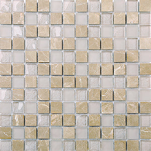 Glasstone SES21 Emperador Light Blend Glass and Stone Mosaic 25x25mm tile