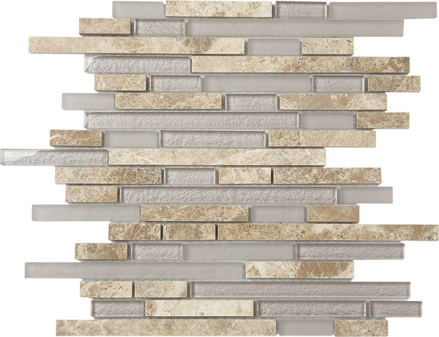 Glasstone SES21 Emperador Light Blend Mini Glass and Stone Mosaic tile