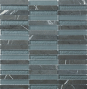 Glasstone SES22 Persian Blue Blend Glass and Stone Mosaic 15x100mm tile