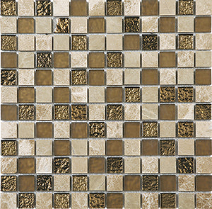 Glasstone SES33 New Dubai Blend Glass and Stone Mosaic 25x25mm tile