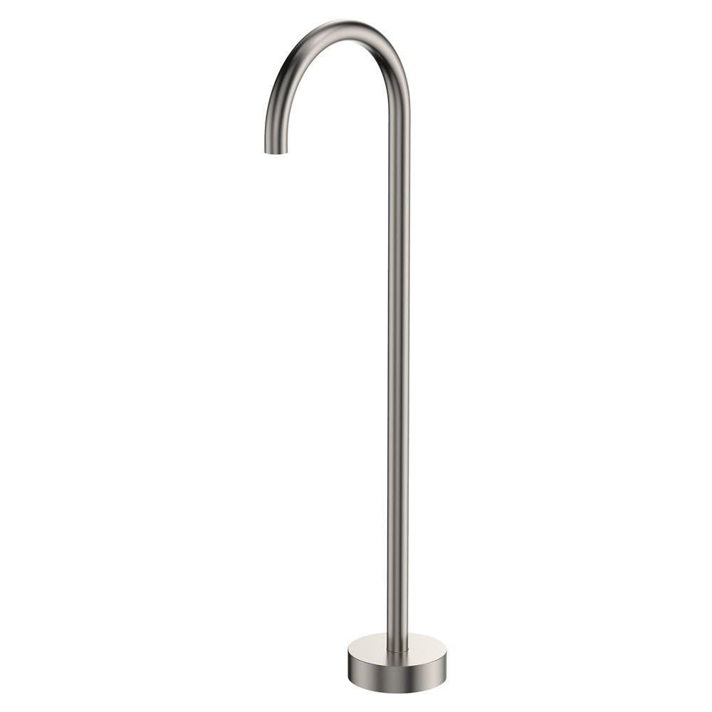 Kaya Gooseneck Floor Mounted Bath Outlet in Brushed Nickel