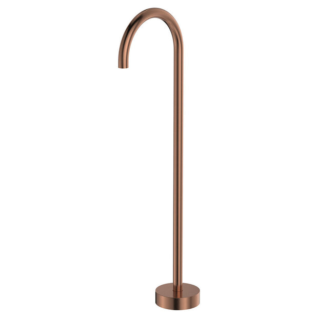 Kaya Gooseneck Floor Mounted Bath Outlet in Brushed Copper