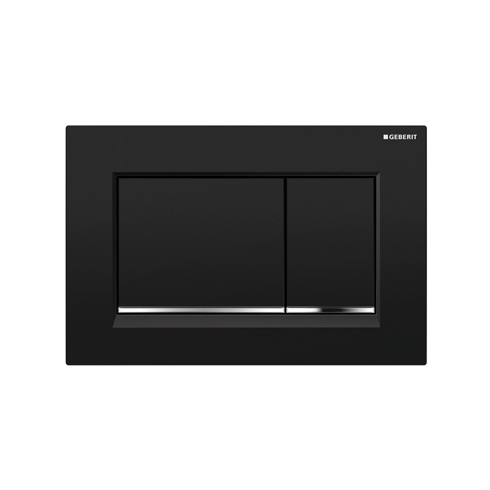 Concealed Cistern Flush Plate with Square Buttons in Black