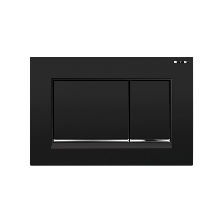 Concealed Cistern Flush Plate with Square Buttons in Black