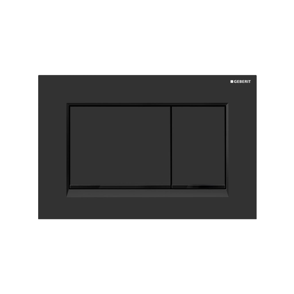 Concealed Cistern Flush Plate with Square Buttons in Matte Black