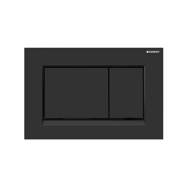 Concealed Cistern Flush Plate with Square Buttons in Matte Black