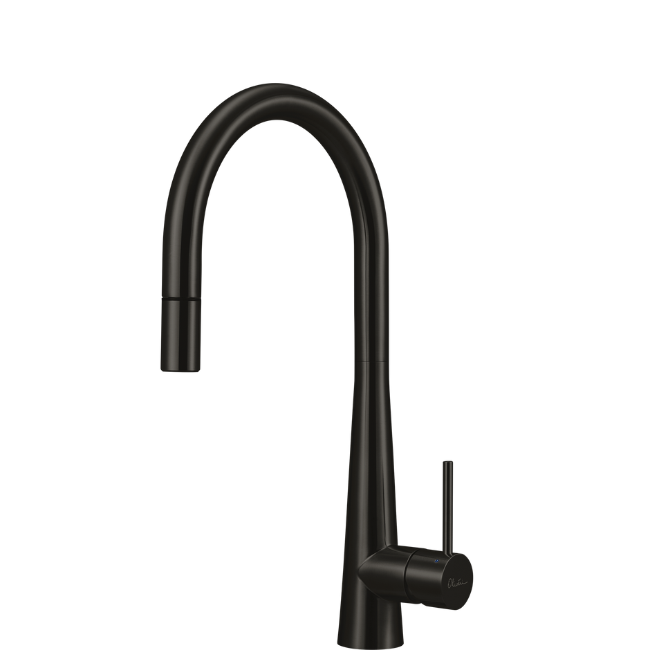 Essente 316 Stainless Steel Goose Neck Pull Out Mixer in Brushed Black