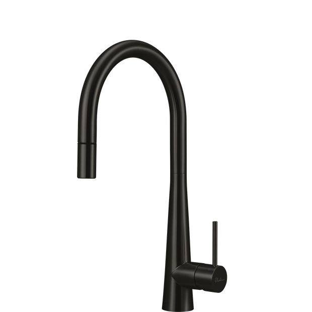 Essente 316 Stainless Steel Goose Neck Pull Out Mixer in Brushed Black