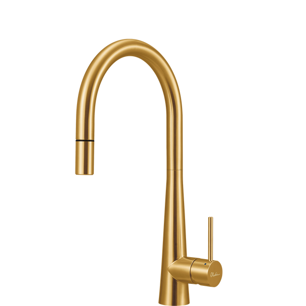 Essente 316 Stainless Steel Goose Neck Pull Out Mixer in Brushed Gold