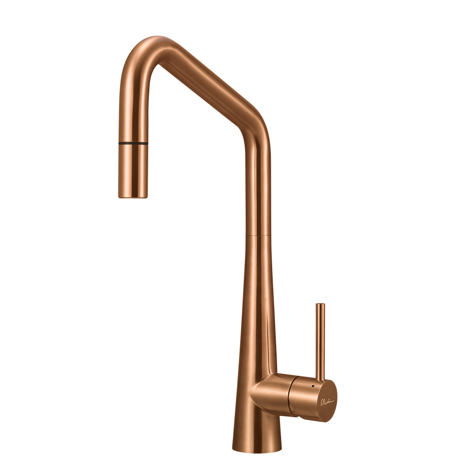 Essente 316 Stainless Steel Square Goose Neck Pull Out Mixer in Copper