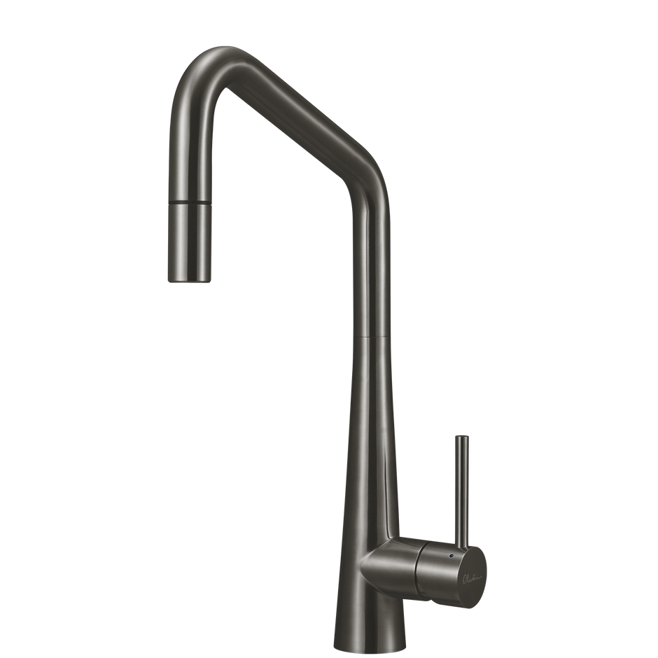 Essente 316 Stainless Steel Square Goose Neck Pull Out Mixer in Gunmetal