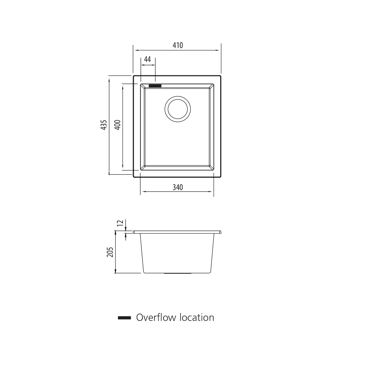 Santorini Standard Bowl Undermount Sink in Black view 2