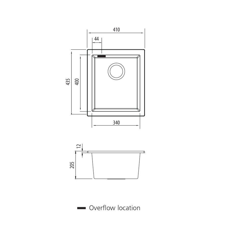 Santorini Standard Bowl Undermount Sink in Black view 2