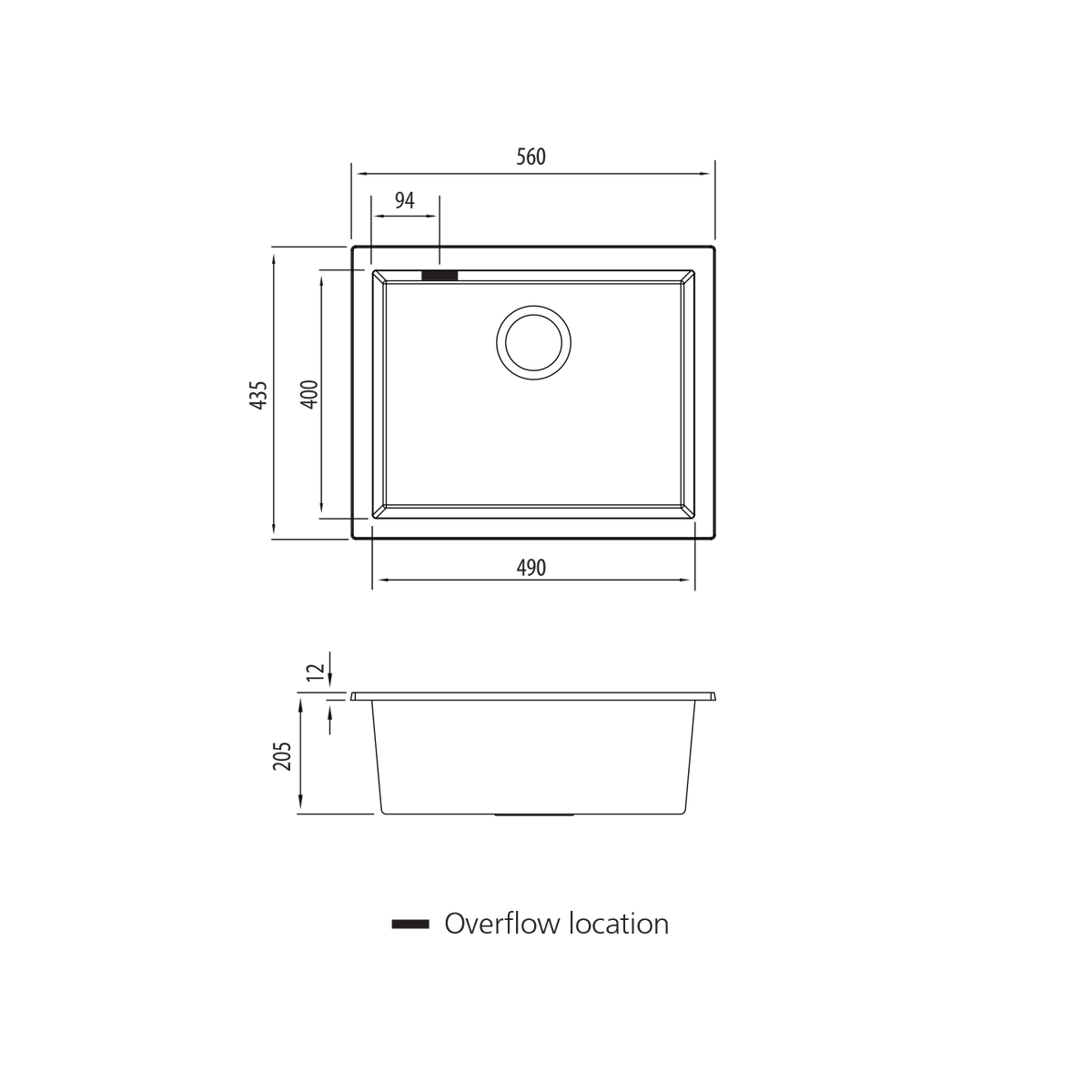 Santorini Large Bowl Undermount Sink in Black view 2