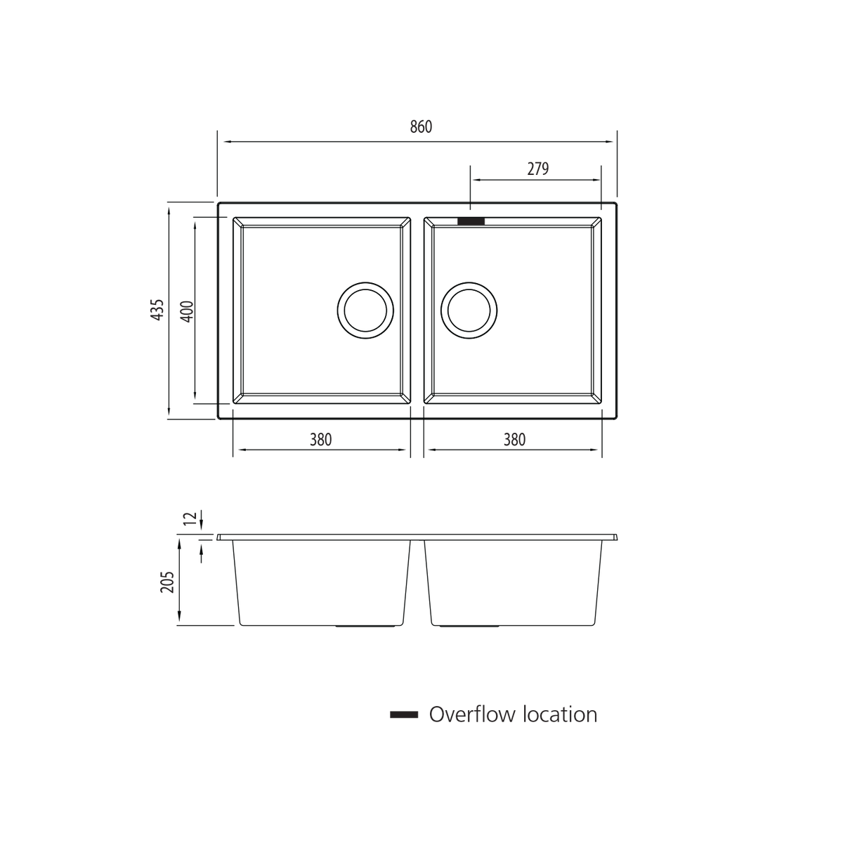 Santorini Double Bowl Undermount Sink in Black view 2