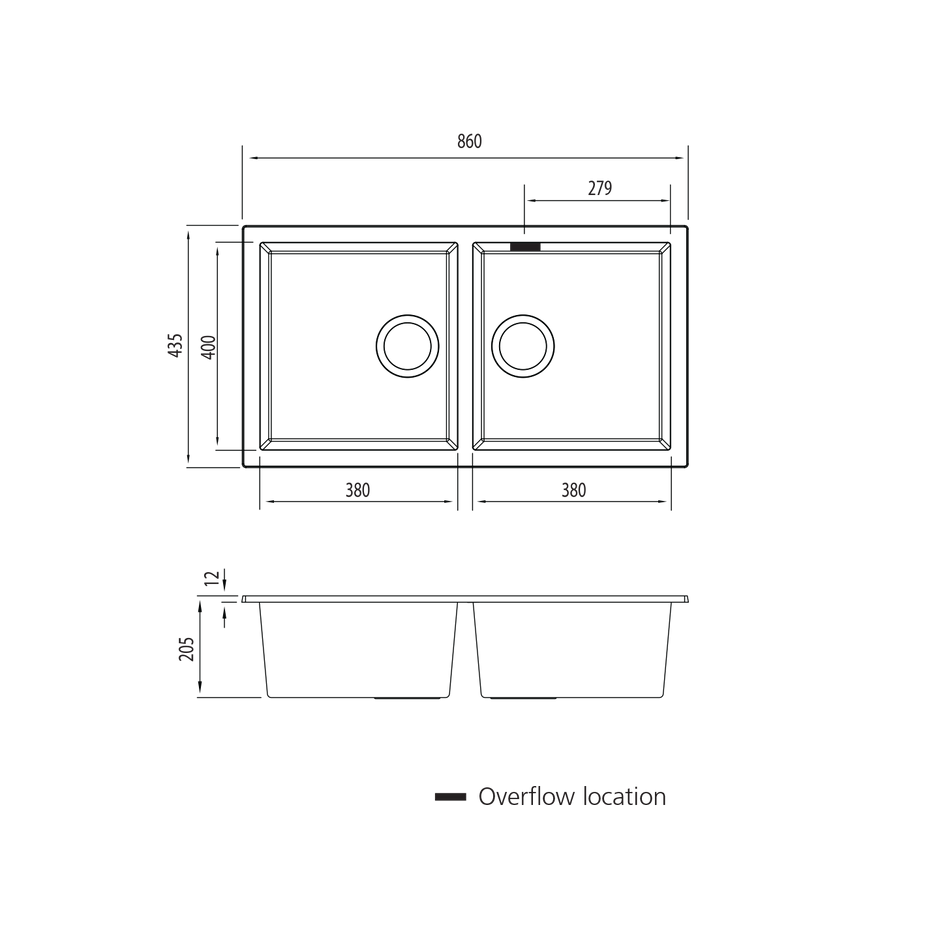 Santorini Double Bowl Undermount Sink in Black view 2