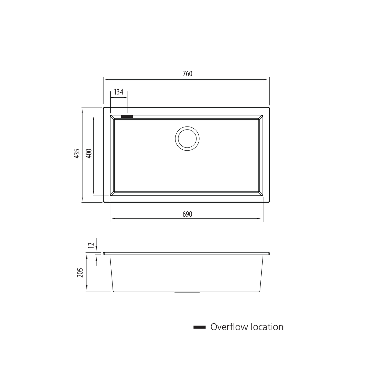 Santorini Black Mega Bowl Undermount Sink view 2