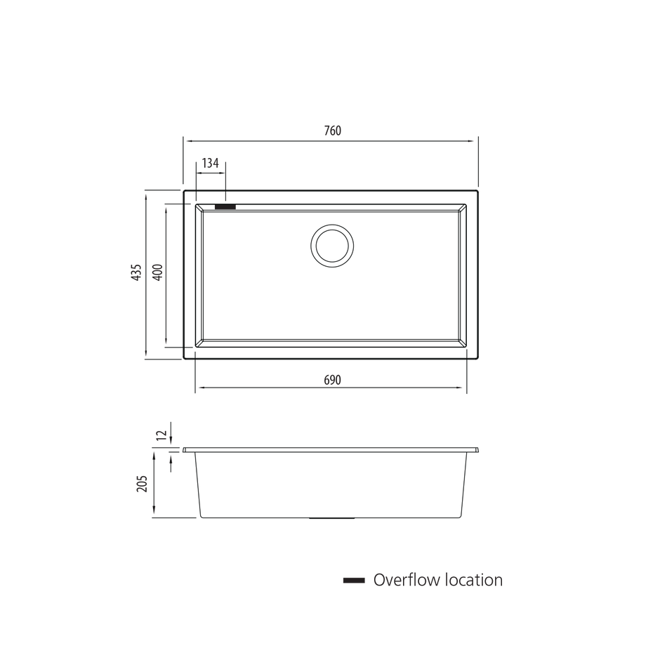 Santorini Black Mega Bowl Undermount Sink view 2
