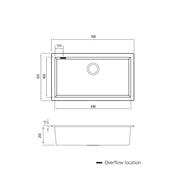 Santorini Black Mega Bowl Undermount Sink view 2