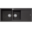 Santorini 1 and 3/4 Bowl Topmount Sink With Drainer Left Hand Bowl in Black