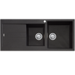 Santorini 1 and 3/4 Bowl Topmount Sink With Drainer Right Hand Bowl in Black