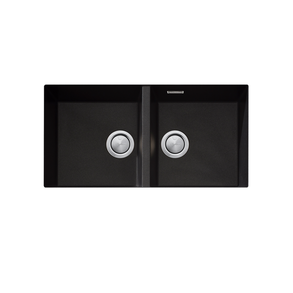 Santorini Double Bowl Undermount Sink in Black