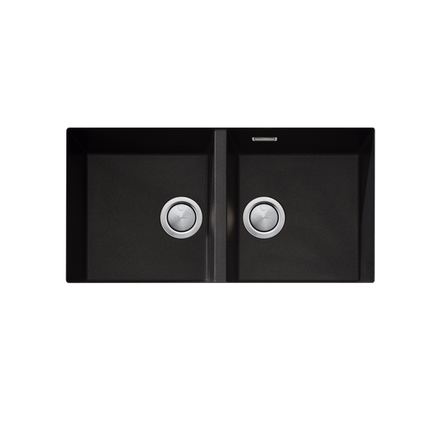 Santorini Double Bowl Undermount Sink in Black