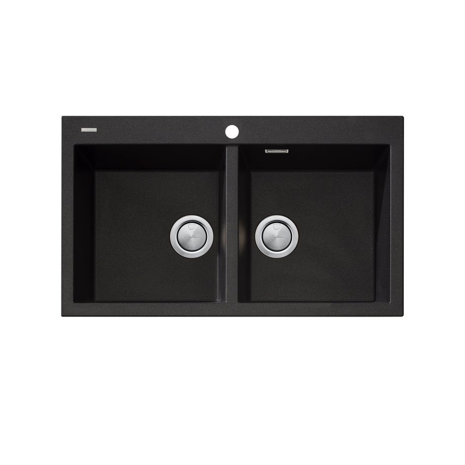 Santorini Double Bowl Topmount Sink in Black