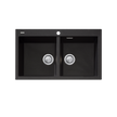 Santorini Double Bowl Topmount Sink in Black