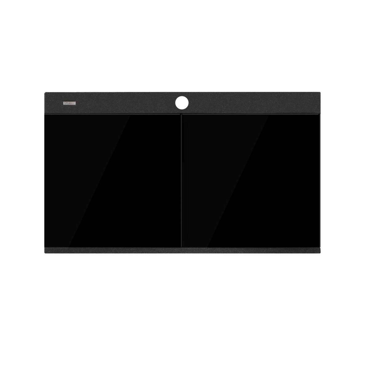 Santorini Black Double Bowl Topmount Sink With Glass Top view 3