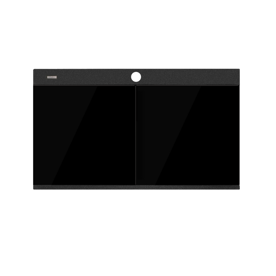 Santorini Black Double Bowl Topmount Sink With Glass Top view 3
