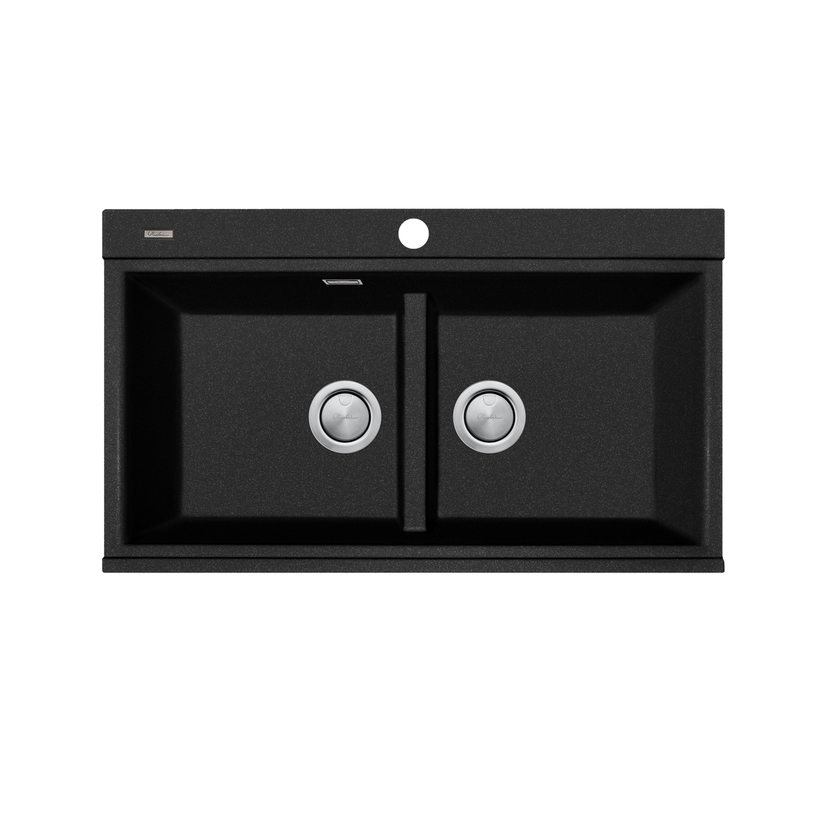 Santorini Black Double Bowl Topmount Sink With Glass Top view 2