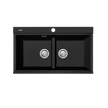 Santorini Black Double Bowl Topmount Sink With Glass Top view 2