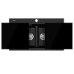 Santorini Black Double Bowl Topmount Sink With Glass Top
