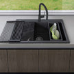 Santorini Topmount Workstation Sink in Black view 2